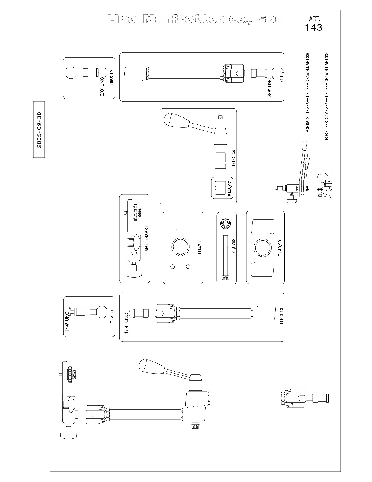 Manfrotto 143 Spare Replacement Parts