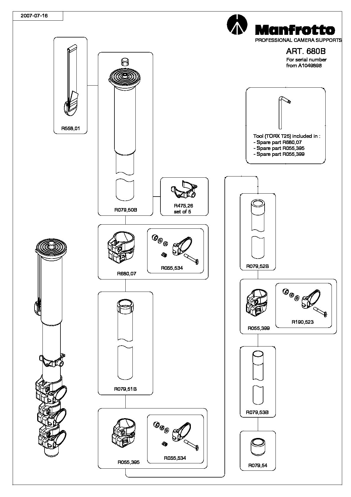 Manfrotto 680B Spare Replacement Parts